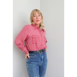1990's Vintage Moda Int'l Raspberry Silk Blouse Women's SM MD Long Sleeve Shirt